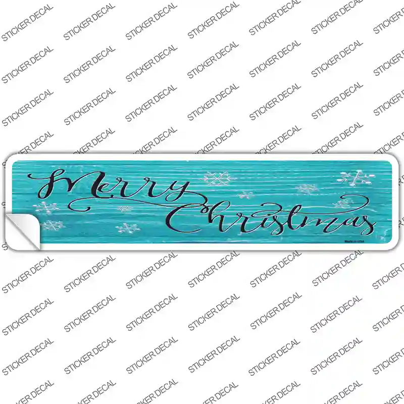 Merry Christmas Blue Novelty Narrow Sticker Decal