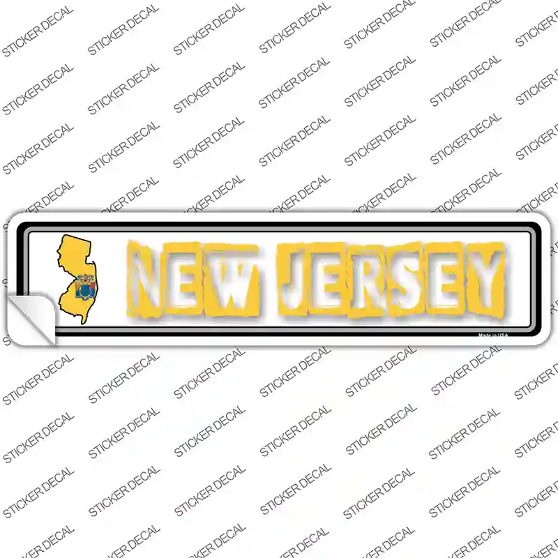 New Jersey Outline Novelty Narrow Sticker Decal