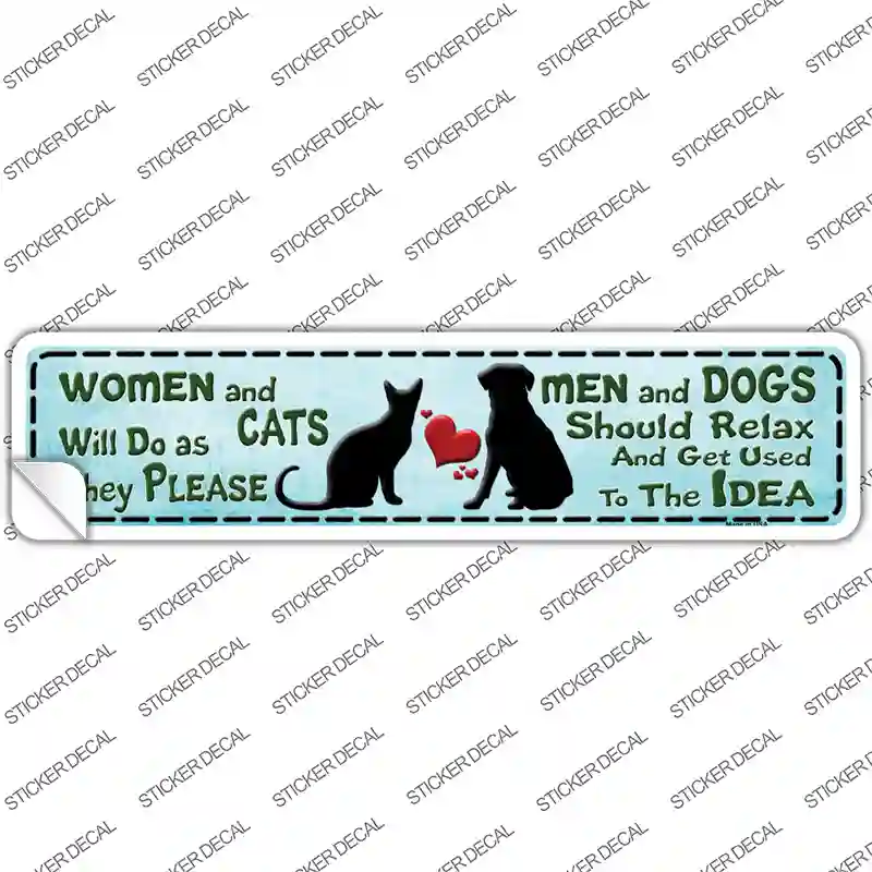 Women & Cats And Men & Dogs Novelty Narrow Sticker Decal