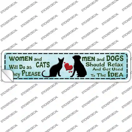 Women & Cats And Men & Dogs Novelty Narrow Sticker Decal