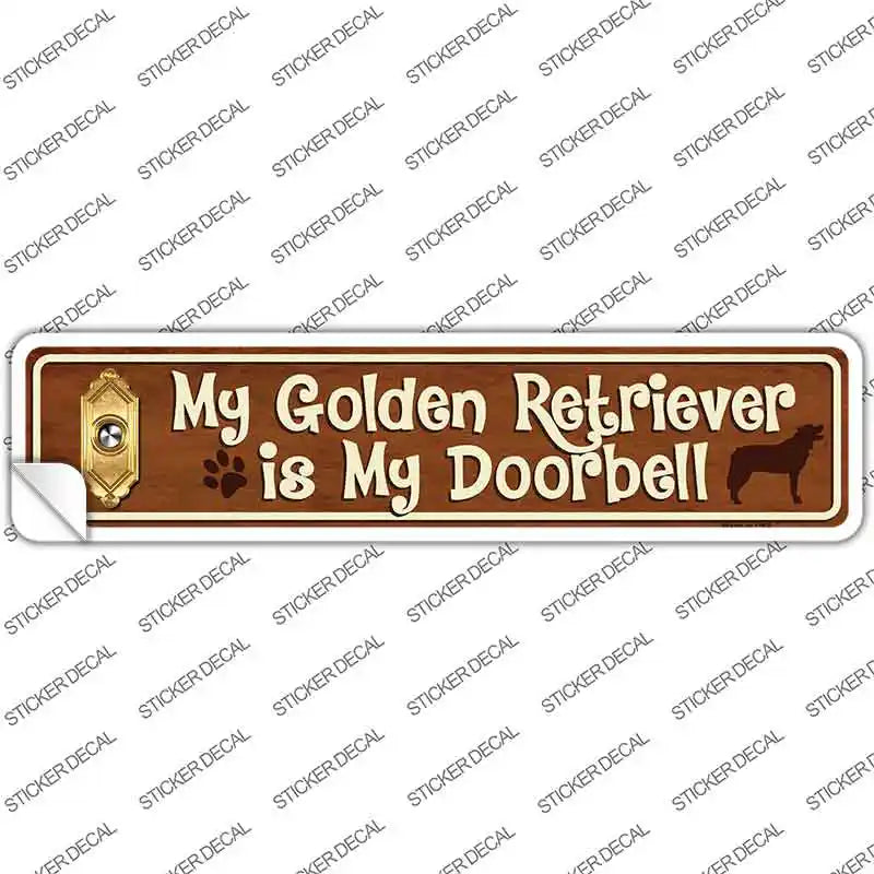 Golden Retriever Is Doorbell Novelty Narrow Sticker Decal
