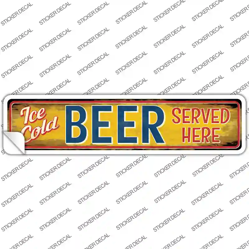 Ice Cold Beer Served Here Novelty Narrow Sticker Decal