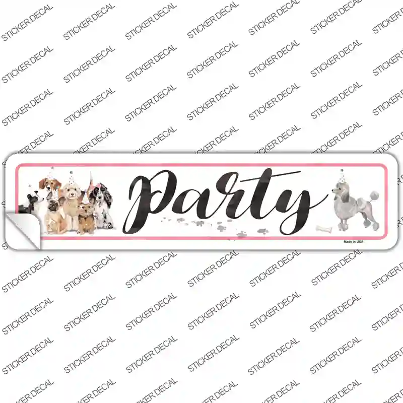 Dog Party Novelty Narrow Sticker Decal