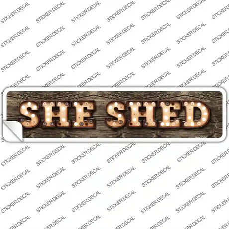 She Shed Bulb Lettering Novelty Narrow Sticker Decal