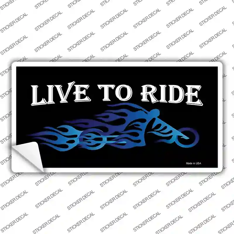 Live To Ride Blue Flame Novelty Sticker Decal