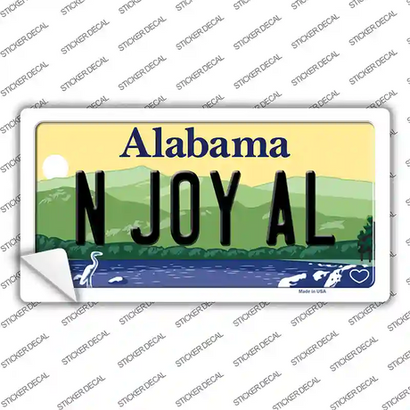 N Joy AL Alabama Novelty Sticker Decal