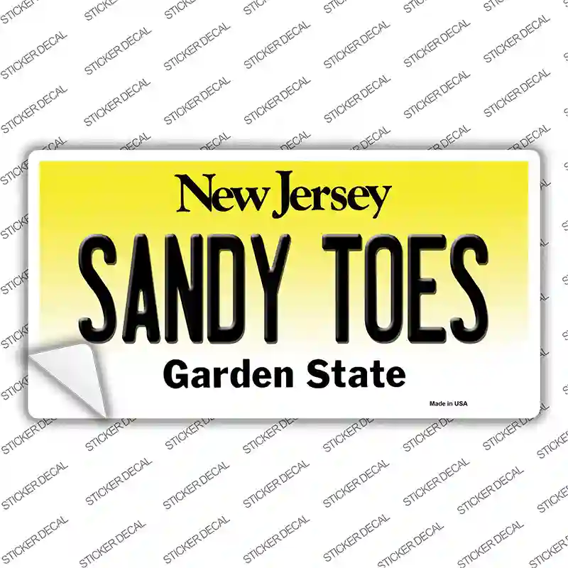 Sandy Toes New Jersey Novelty Sticker Decal