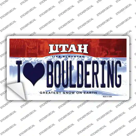 I Love Bouldering Utah Novelty Sticker Decal