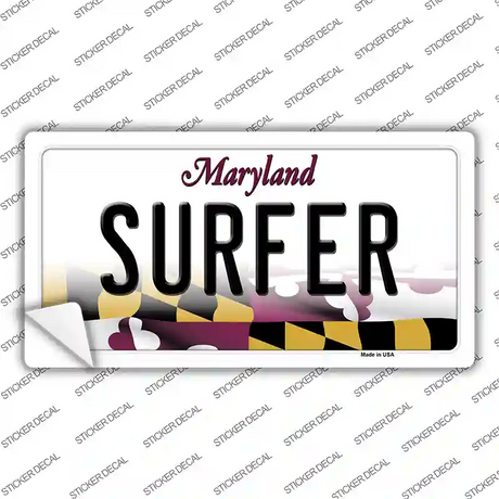 Surfer Maryland Novelty Sticker Decal