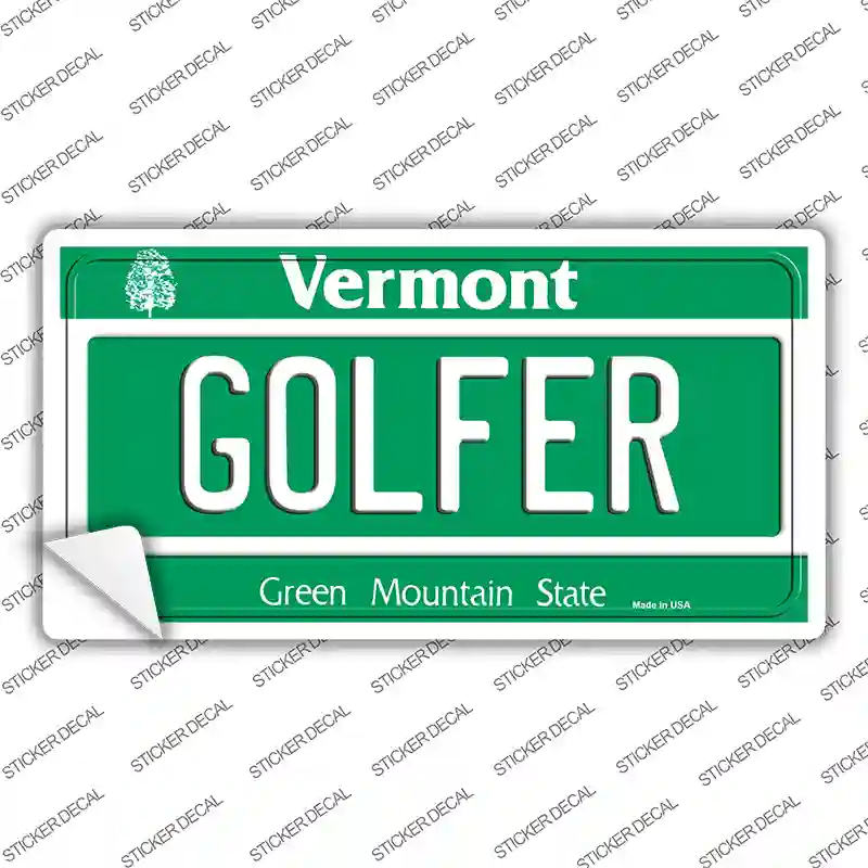 Golfer Vermont Novelty Sticker Decal