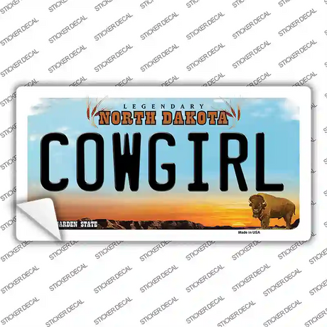 Cowgirl North Dakota Novelty Sticker Decal