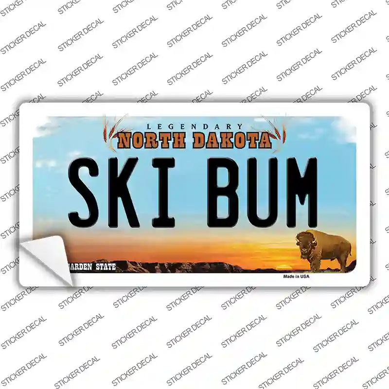 Ski Bum North Dakota Novelty Sticker Decal