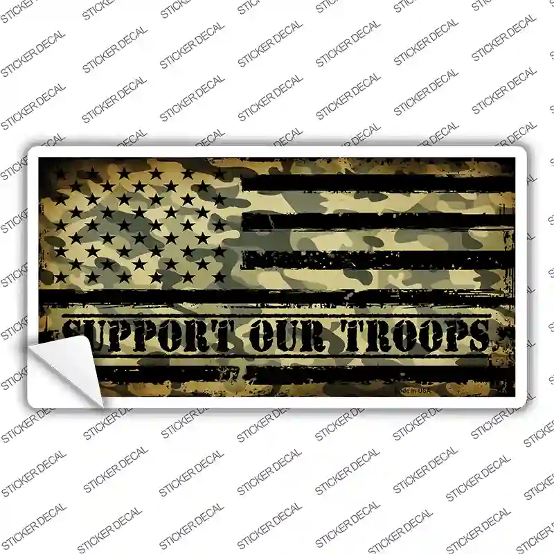 Camo American Flag Support Troops Novelty Sticker Decal