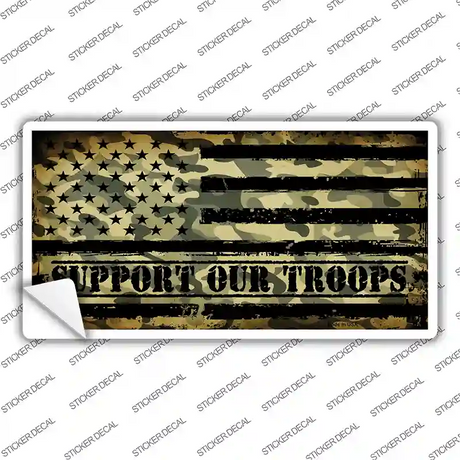 Camo American Flag Support Troops Novelty Sticker Decal