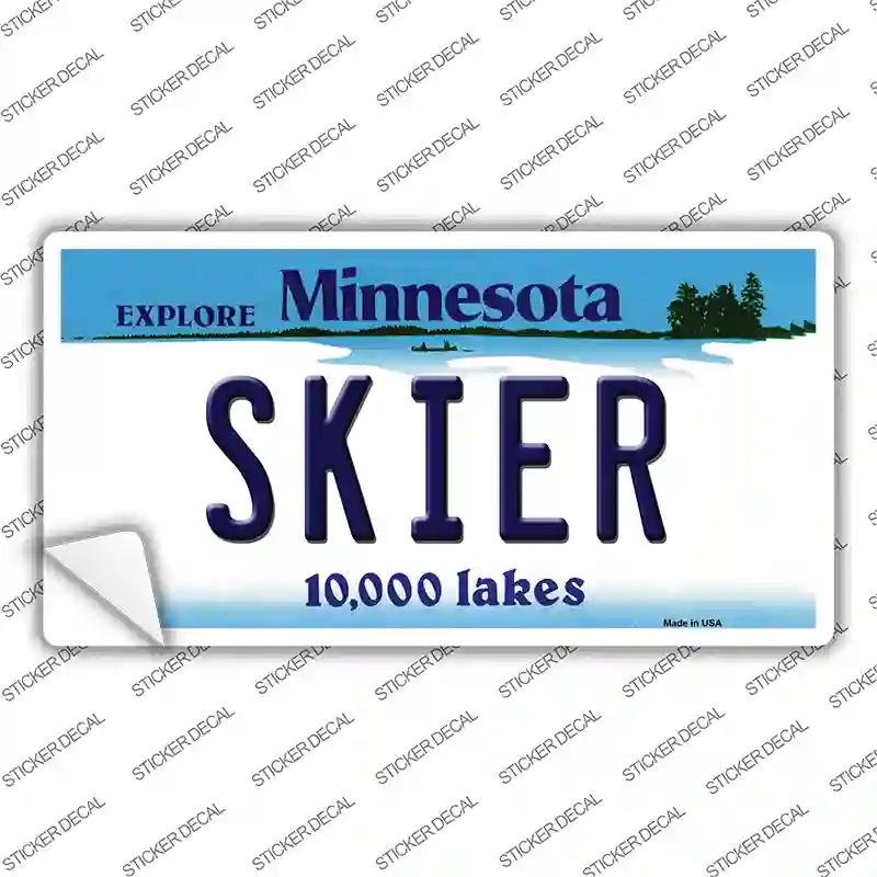 Skier Minnesota State Novelty Sticker Decal