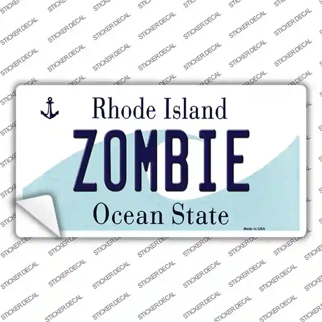 Zombie Rhode Island State Novelty Sticker Decal