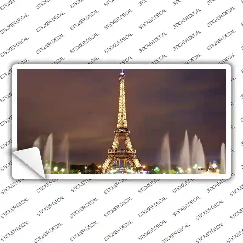 Eiffel Tower Night With Fountain Novelty Sticker Decal