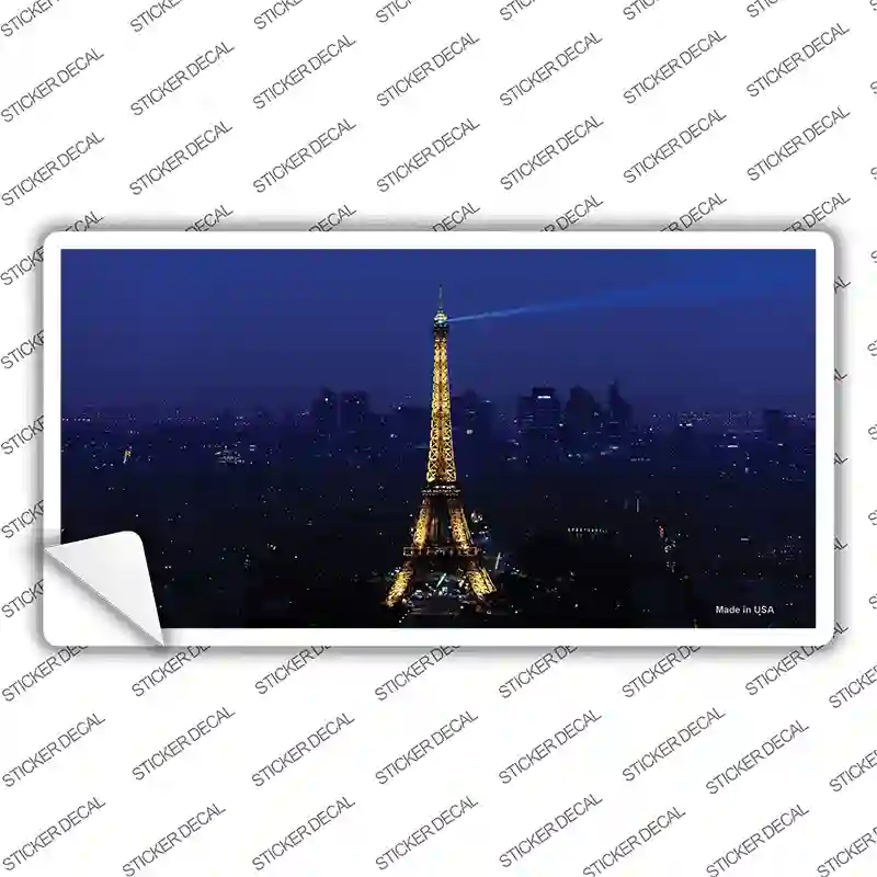 Eiffel Tower Night With City Skyline Novelty Sticker Decal