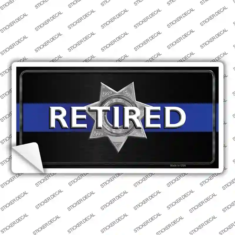 Thin Blue Line Retired Police Novelty Sticker Decal