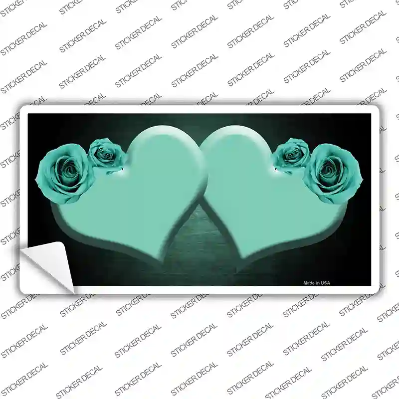 Hearts Over Roses In Mint Novelty Sticker Decal