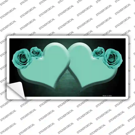 Hearts Over Roses In Mint Novelty Sticker Decal