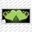 Hearts Over Roses In Lime Green Novelty Sticker Decal