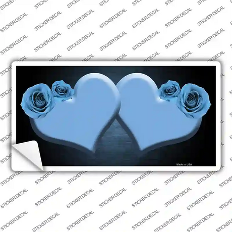 Hearts Over Roses In Light Blue Novelty Sticker Decal