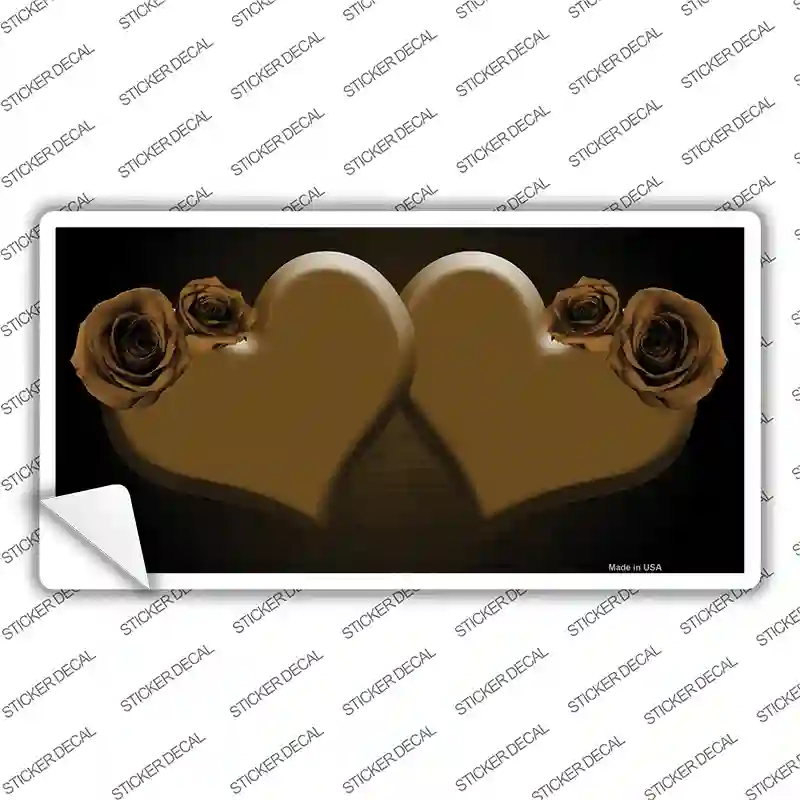 Hearts Over Roses In Brown Novelty Sticker Decal