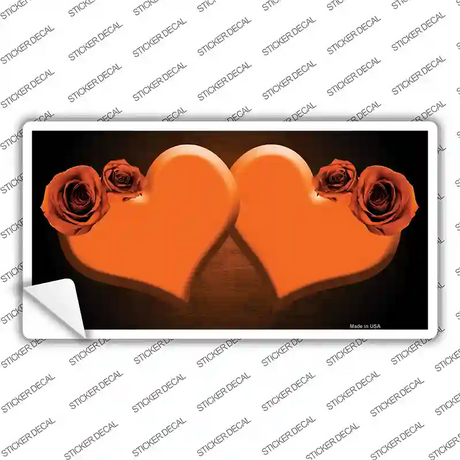 Hearts Over Roses In Orange Novelty Sticker Decal
