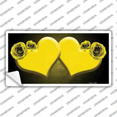 Hearts Over Roses In Yellow Novelty Sticker Decal