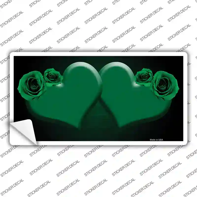 Hearts Over Roses In Green Novelty Sticker Decal
