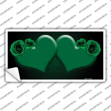 Hearts Over Roses In Green Novelty Sticker Decal