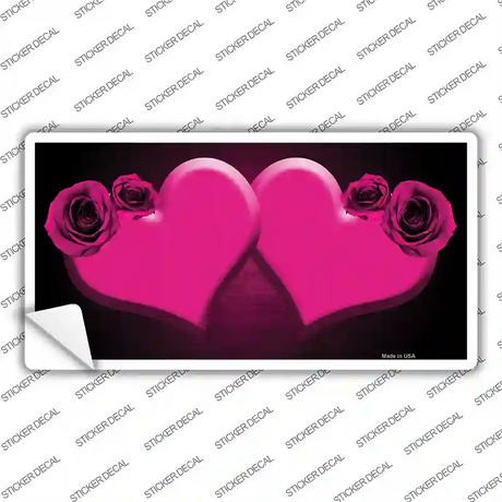 Hearts Over Roses In Pink Novelty Sticker Decal