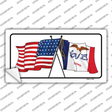Iowa Crossed US Flag Novelty Sticker Decal