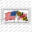 Maryland Crossed US Flag Novelty Sticker Decal