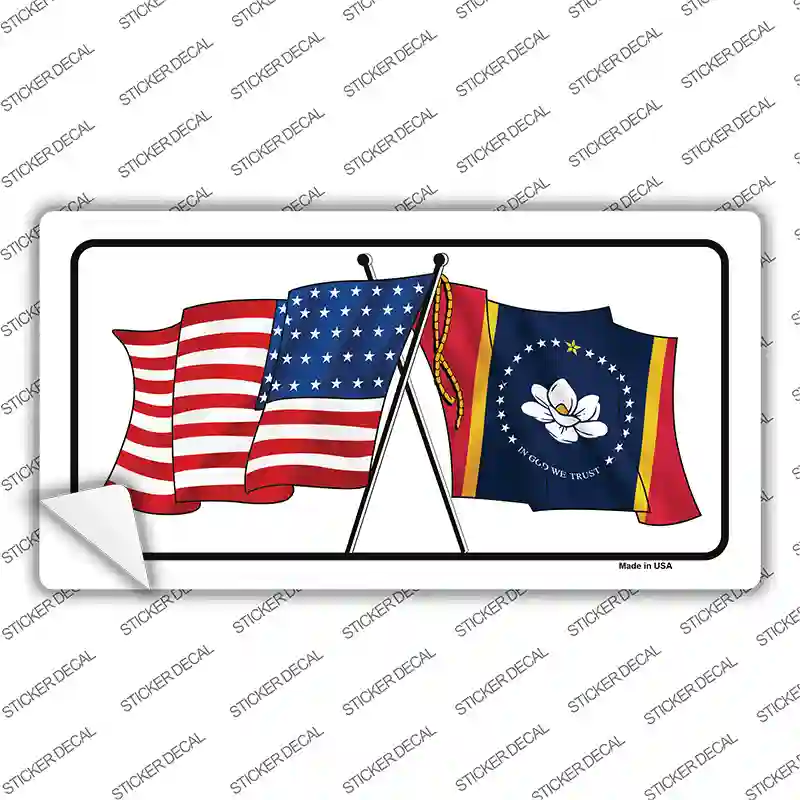 Mississippi Crossed US Flag Novelty Sticker Decal
