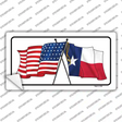 Texas Crossed US Flag Novelty Sticker Decal