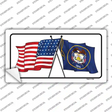 Utah Crossed US Flag Novelty Sticker Decal