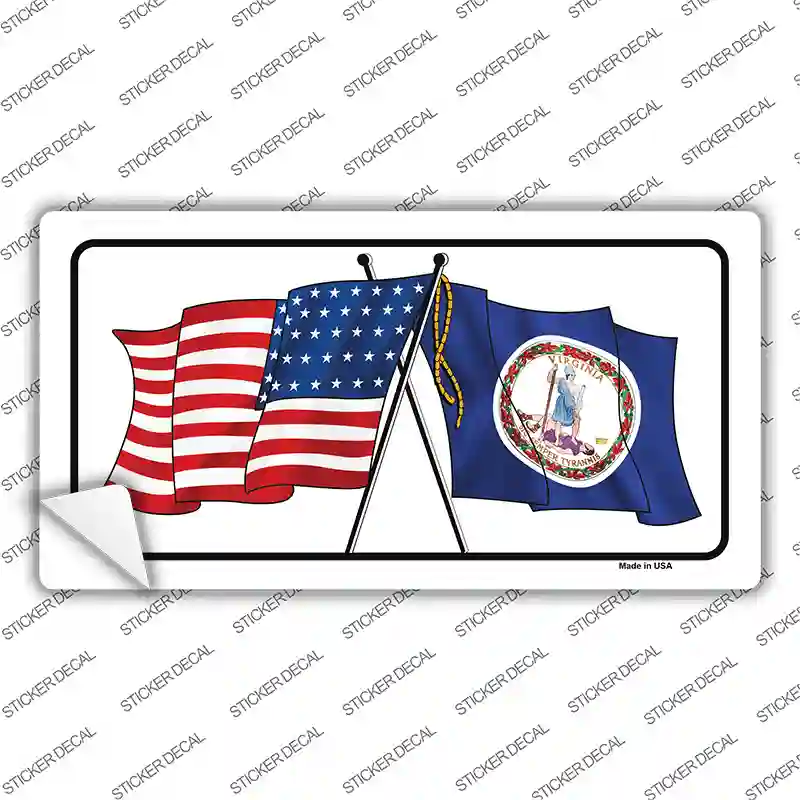 Virginia Crossed US Flag Novelty Sticker Decal