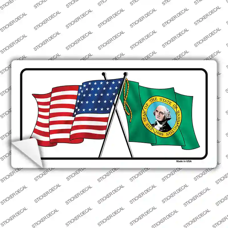 Washington Crossed US Flag Novelty Sticker Decal