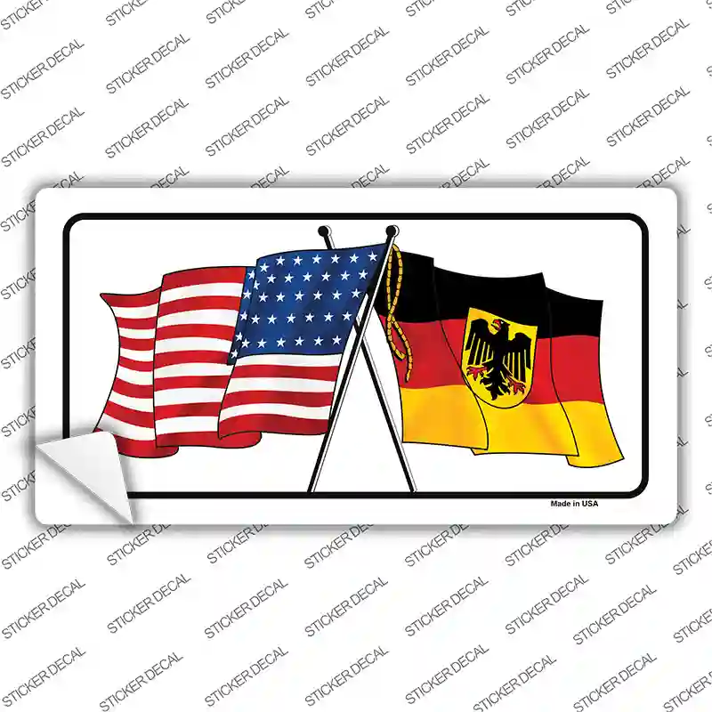 Germany Crossed US Flag Novelty Sticker Decal