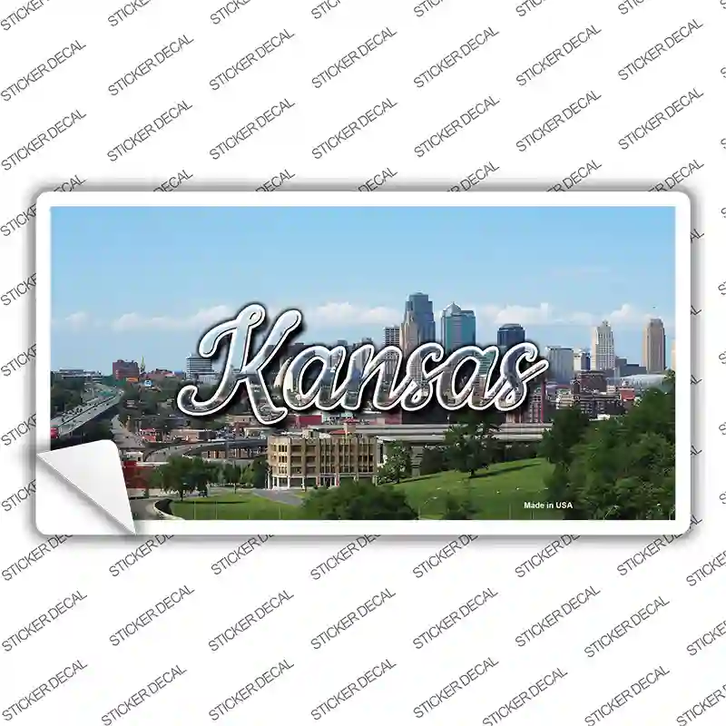 Kansas Downtown Skyline State Novelty Sticker Decal