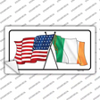 Ireland USA Crossed Flag Novelty Sticker Decal