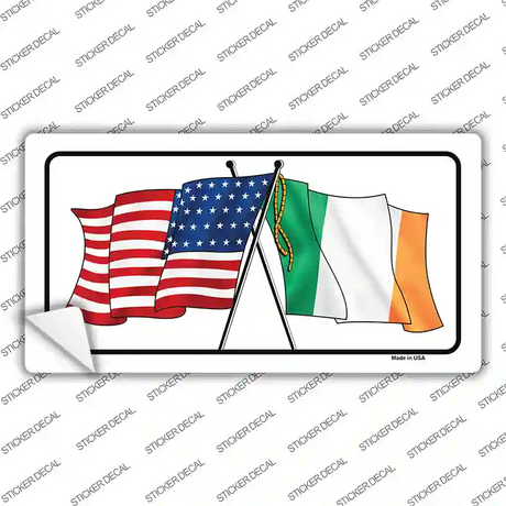Ireland USA Crossed Flag Novelty Sticker Decal
