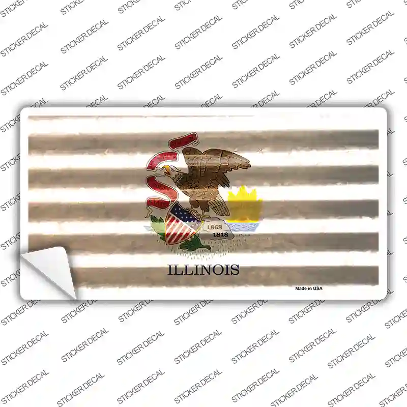 Illinois Corrugated Flag Novelty Sticker Decal