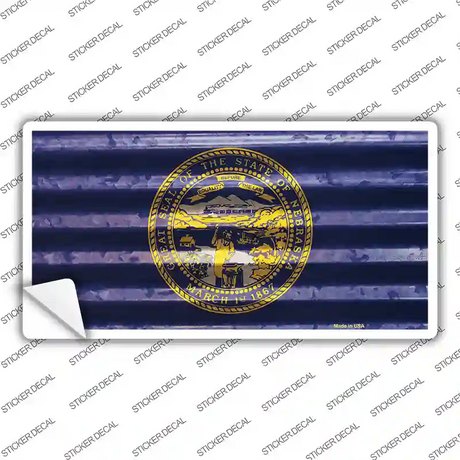 Nebraska Corrugated Flag Novelty Sticker Decal