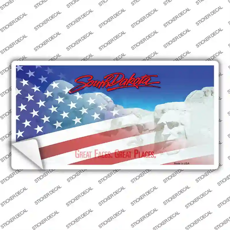 South Dakota with American Flag Novelty Sticker Decal