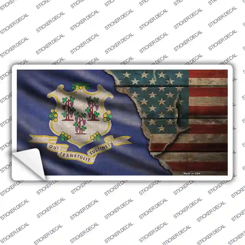 Connecticut/American Flag Novelty Sticker Decal