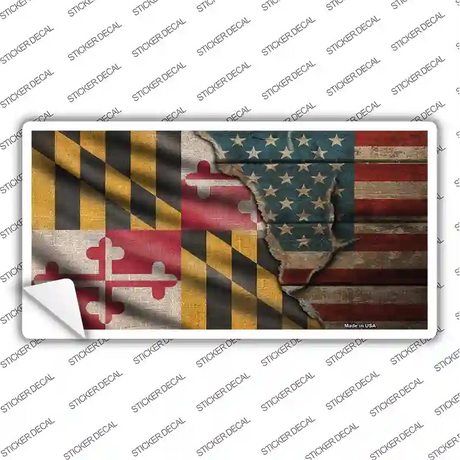 Maryland/American Flag Novelty Sticker Decal