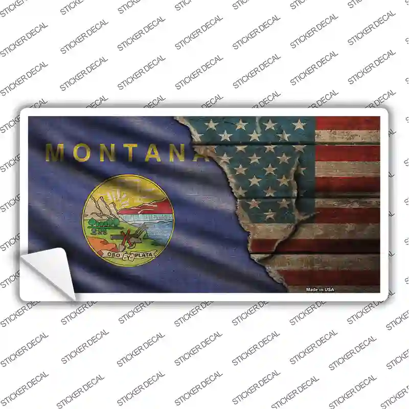 Montana/American Flag Novelty Sticker Decal